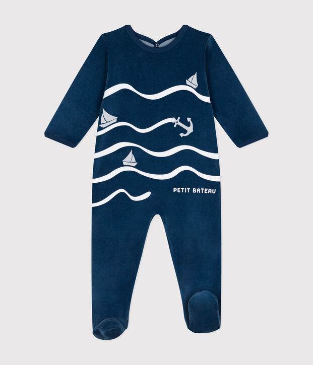Dors bien en velours b&eacute;b&eacute; blau
