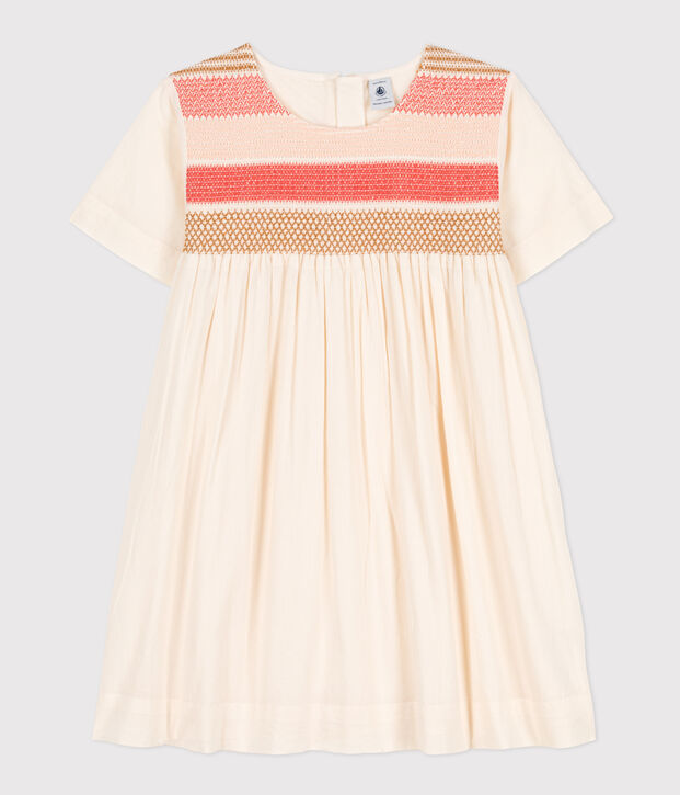 Kinderkleid aus Popeline f&uuml;r M&auml;dchen naturfarben
