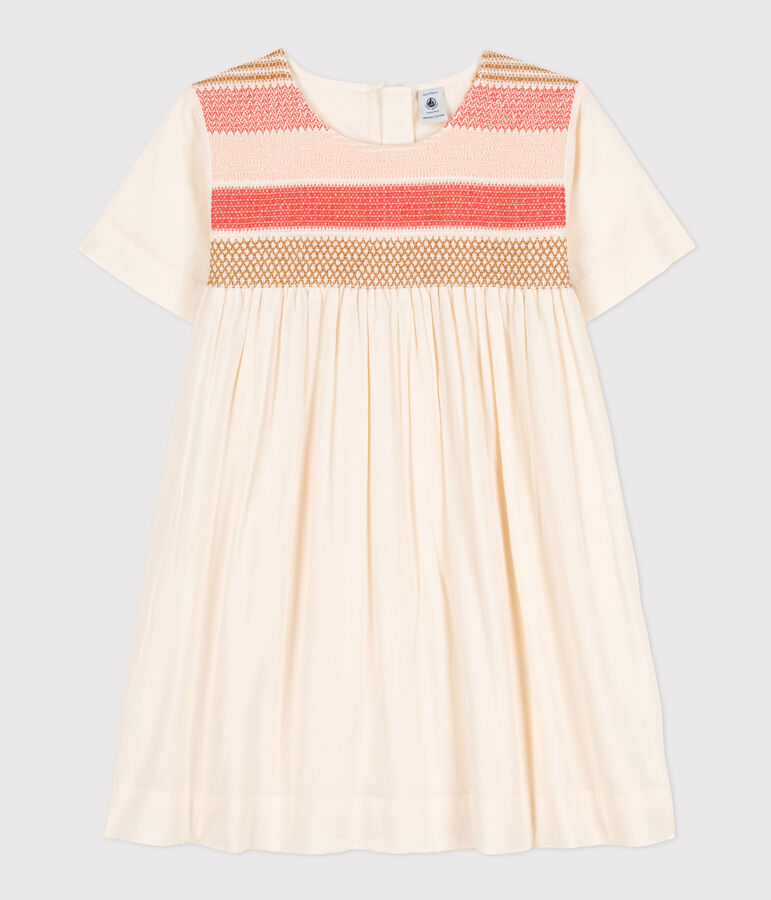 Kinderkleid aus Popeline f&uuml;r M&auml;dchen naturfarben