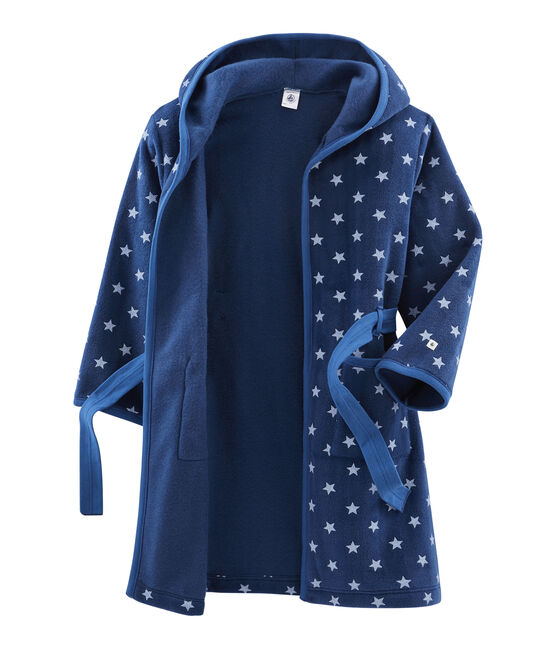 Morgenmantel aus Fleece für Kinder blau MEDIEVAL/weiss MARSHMALLOW