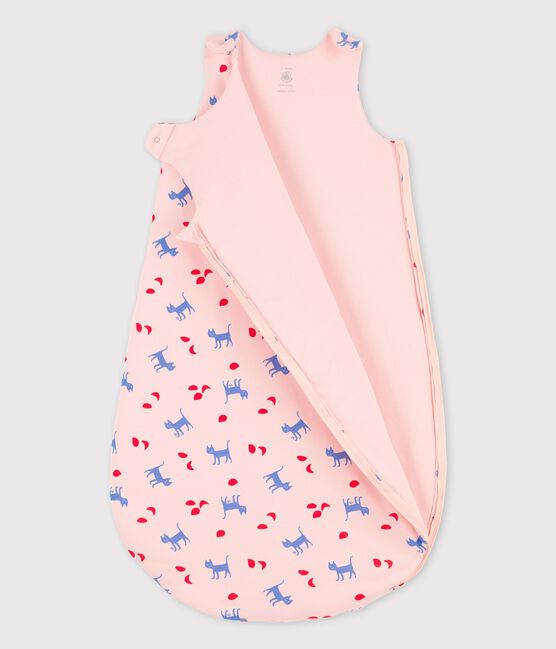 Bedruckter Babyschlafsack aus Baumwolle rosa MINOIS/weiss MULTICO
