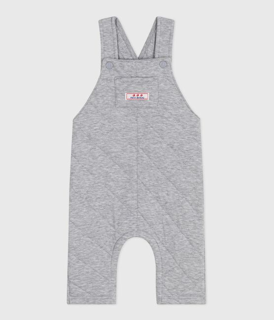 Langbeinige Baby-Latzhose aus einfarbigem dicken Jersey grau FUMEE CHINE