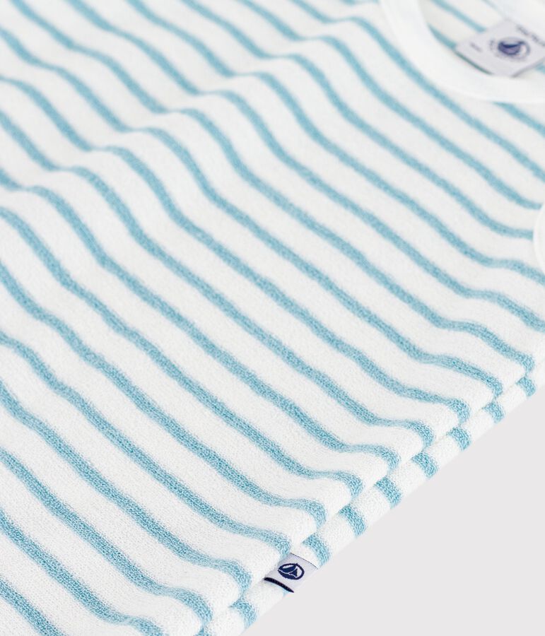 &Auml;rmelloser Baby-Kurzoverall aus Frottee   mit Streifen MARSHMALLOW/ MIMI