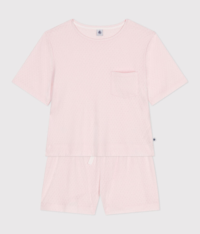 Damen-Kurzpyjama aus Baumwolle rosa