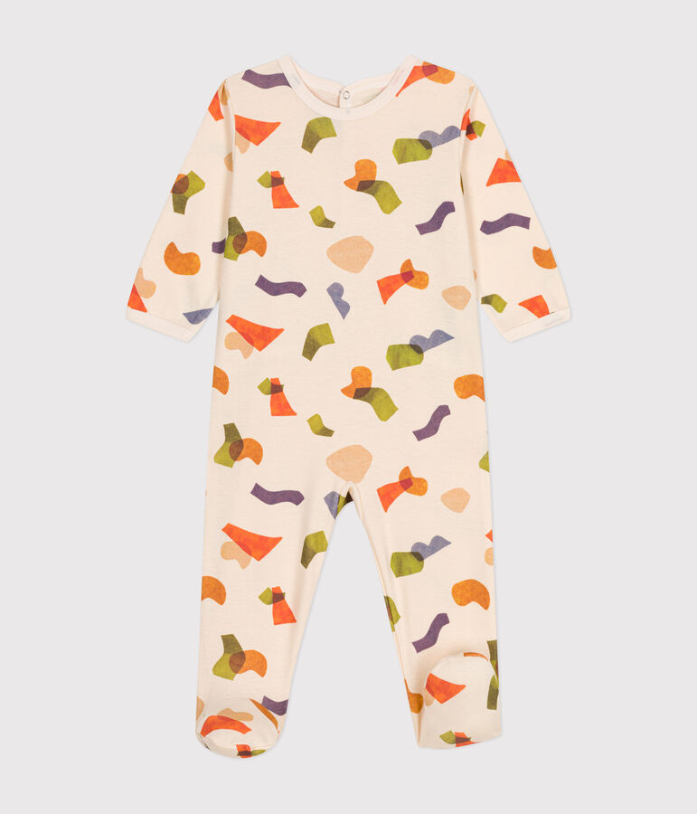 Baby-Strampler aus Baumwolle mit Printmotiv naturfarben/vielfarbig