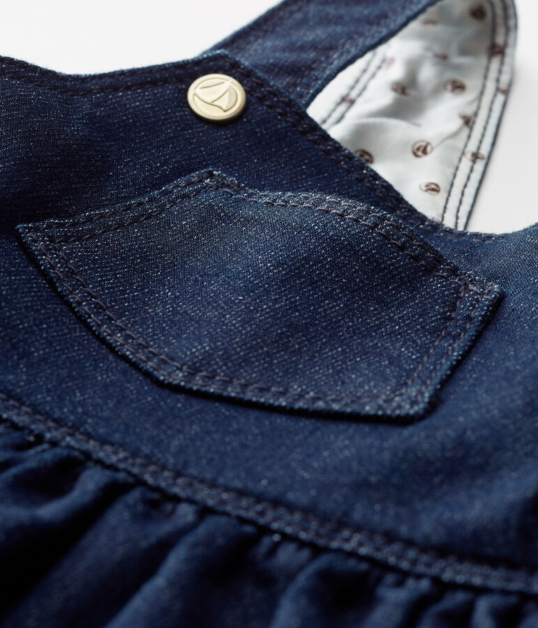Langes baby-latzleid aus strick im denimlook m&auml;dchen blau/beige