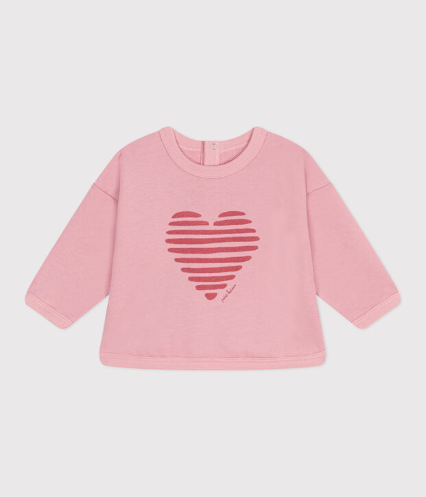 Einfarbiges Baby-Sweatshirt aus Baumwolle rosa