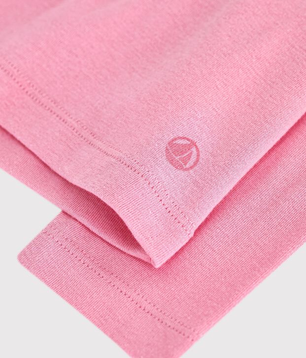 Lang&auml;rmeliges Kinder-T-Shirt mit Kragen aus einfarbiger Baumwolle rosa
