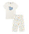 Rippstrick-Kurzpyjama für kleine Mädchen weiss MARSHMALLOW/weiss MULTICO
