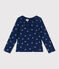 Langärmeliges Kinder-T-Shirt aus Baumwolle mit Blumenmuster blau MEDIEVAL/weiss MULTICO