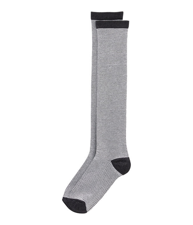 Kniesocken f&uuml;r Damen blau/weiss