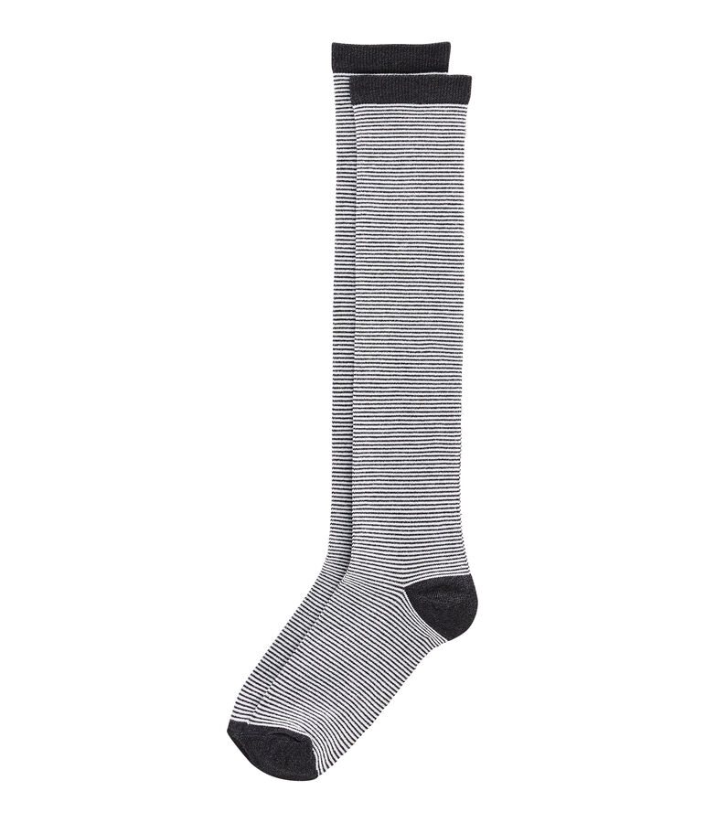 Kniesocken f&uuml;r Damen blau/weiss
