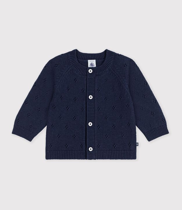 Baby-Cardigan aus einfarbigem Woll- und Baumwollstrick SOIR