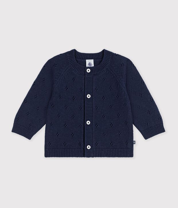 Baby-Cardigan aus einfarbigem Woll- und Baumwollstrick SOIR