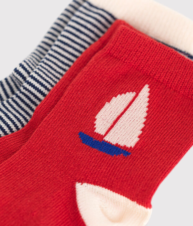 2er-Set Baby-Socken aus Baumwolle mit Streifen vielfarbig