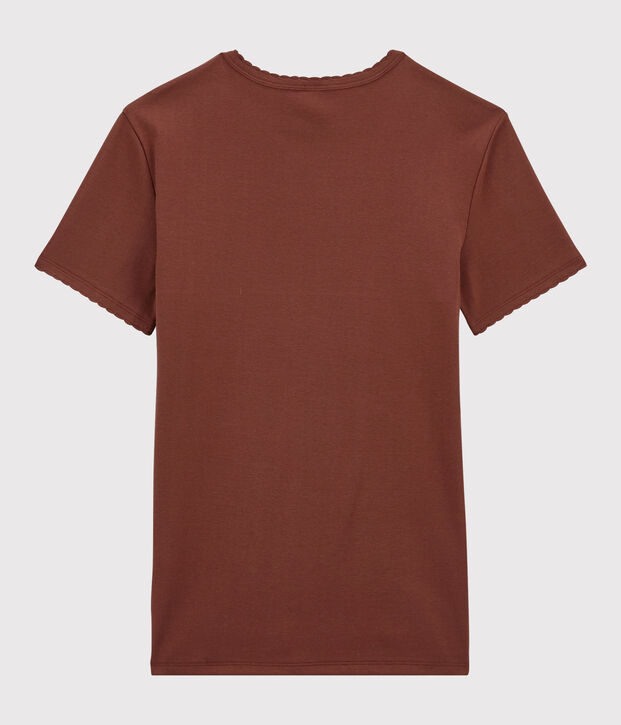Klassisches Damen-T-Shirt aus Baumwolle mit Rundhalsausschnitt orange