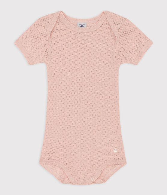 Kurzärmeliger Baby-Body aus Ajour-Strick rosa SALINE