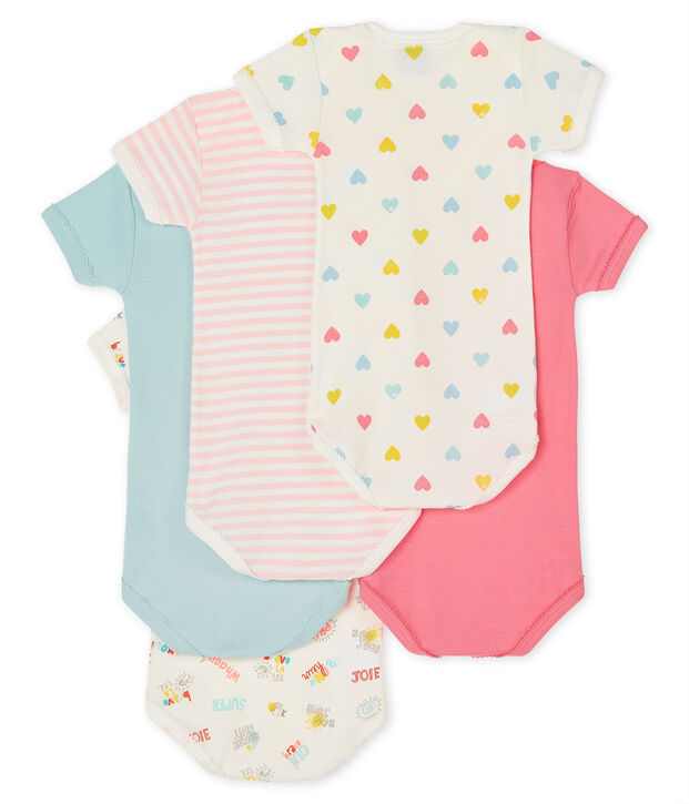 5er-Set kurz&auml;rmelige Baby-Bodys f&uuml;r M&auml;dchen vielfarbig