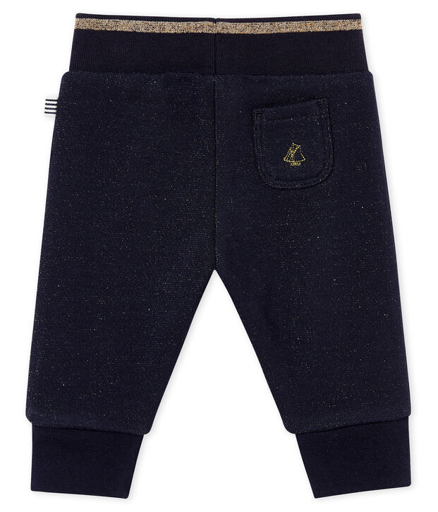 Glitzernde Baby M&auml;dchenHose aus Molton blau/gelb