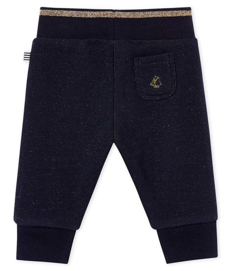 Glitzernde Baby M&auml;dchenHose aus Molton blau/gelb