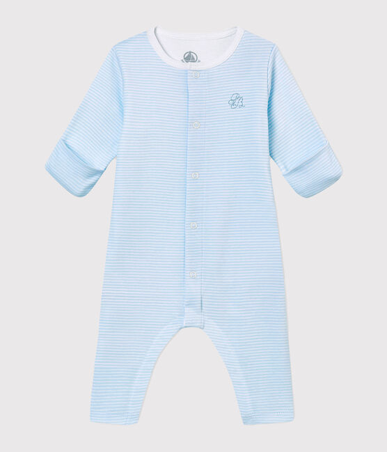 Unisex Baby Strampler mit integriertem Body blau FRAICHEUR/weiss ECUME