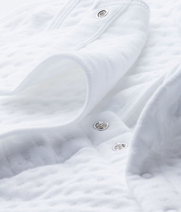 Unisex-Baby-Strampler aus bedrucktem, gedoppeltem Jersey weiss