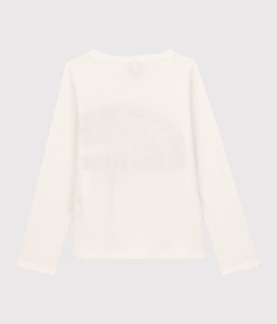 Langärmeliges Kinder-T-Shirt aus Baumwolle für Mädchen weiss MARSHMALLOW