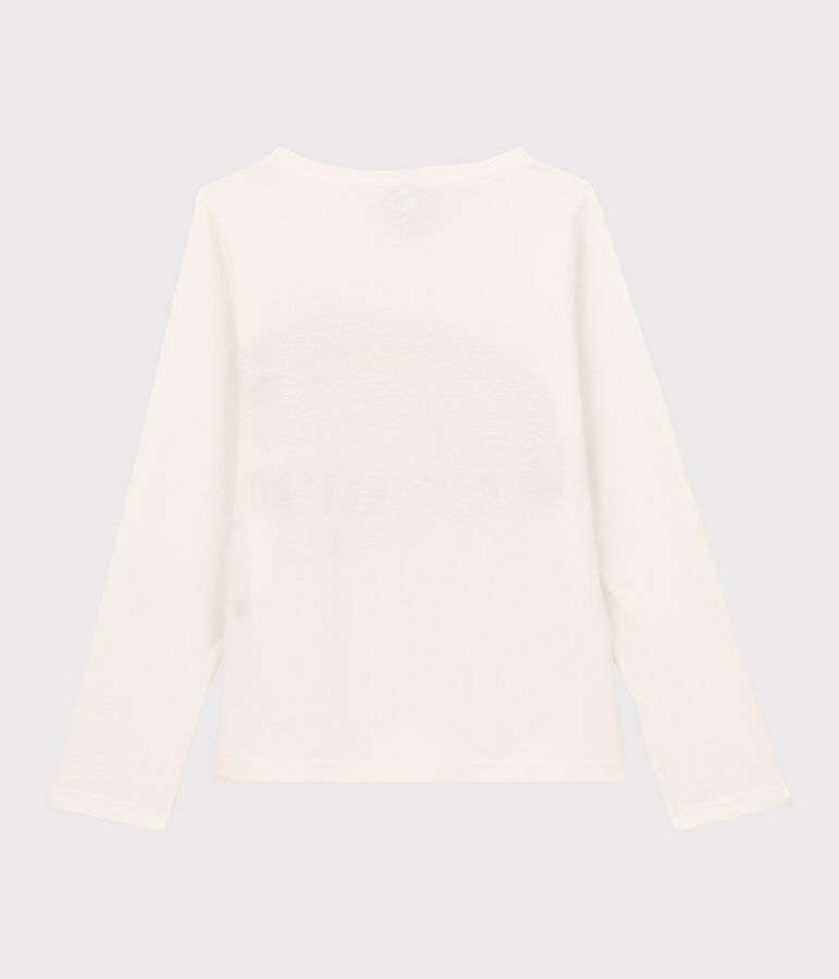 Lang&auml;rmeliges Kinder-T-Shirt aus Baumwolle f&uuml;r M&auml;dchen weiss MARSHMALLOW