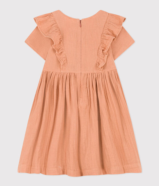 Kurzärmeliges Kleid aus unifarbener Baumwollgaze  für Kinder/Mädchen rosa SIENNA