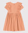 Kurzärmeliges Kleid aus unifarbener Baumwollgaze  für Kinder/Mädchen rosa SIENNA