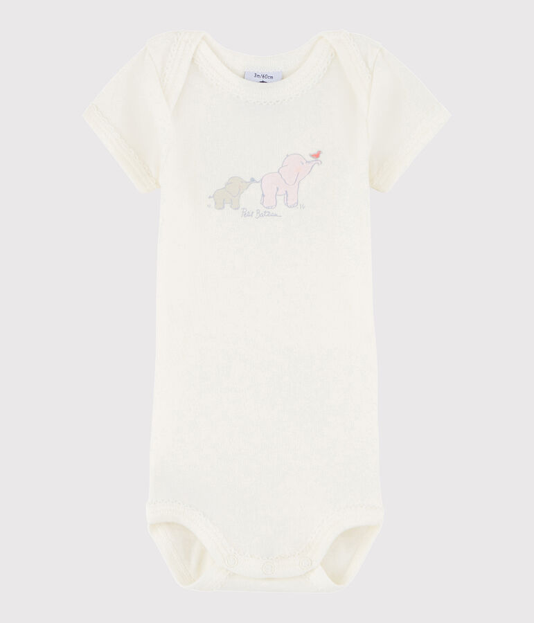 Kurz&auml;rmeliger Baby-Body M&auml;dchen weiss