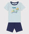 Kinder-Kurzpyjama für Entdecker aus Baumwolle für Jungen blau CHALOUPE/weiss MULTICO