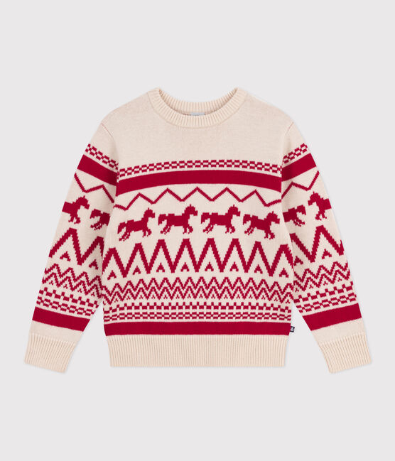 Kinder-Pullover aus Wolle und Baumwolle mit Muster rot AVALANCHE/ TERKUIT