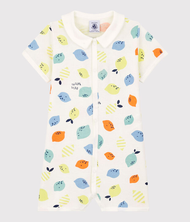 Baby-Einteiler aus Bio-Baumwolle mit Zitronen-Motiv weiss/vielfarbig