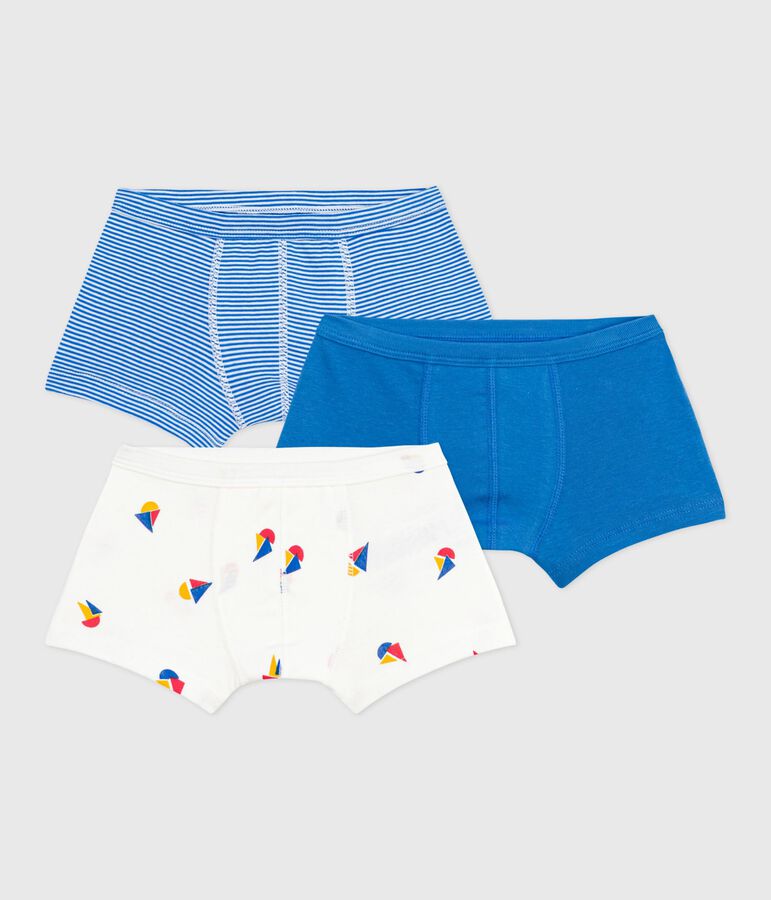 Set Kinder-Boxershorts aus Baumwolle mit &uuml;berzogenem Bund und Schiff-Motiv vielfarbig
