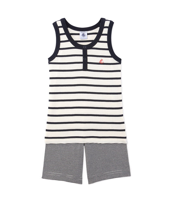 Pyjacourt garçon rayé beige COQUILLE/blau SMOKING