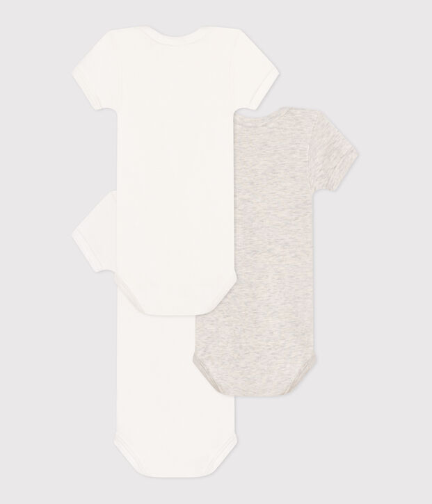 3er-Set kurz&auml;rmelige Baby-Bodys aus Baumwolle mit kleinen Herzen vielfarbig