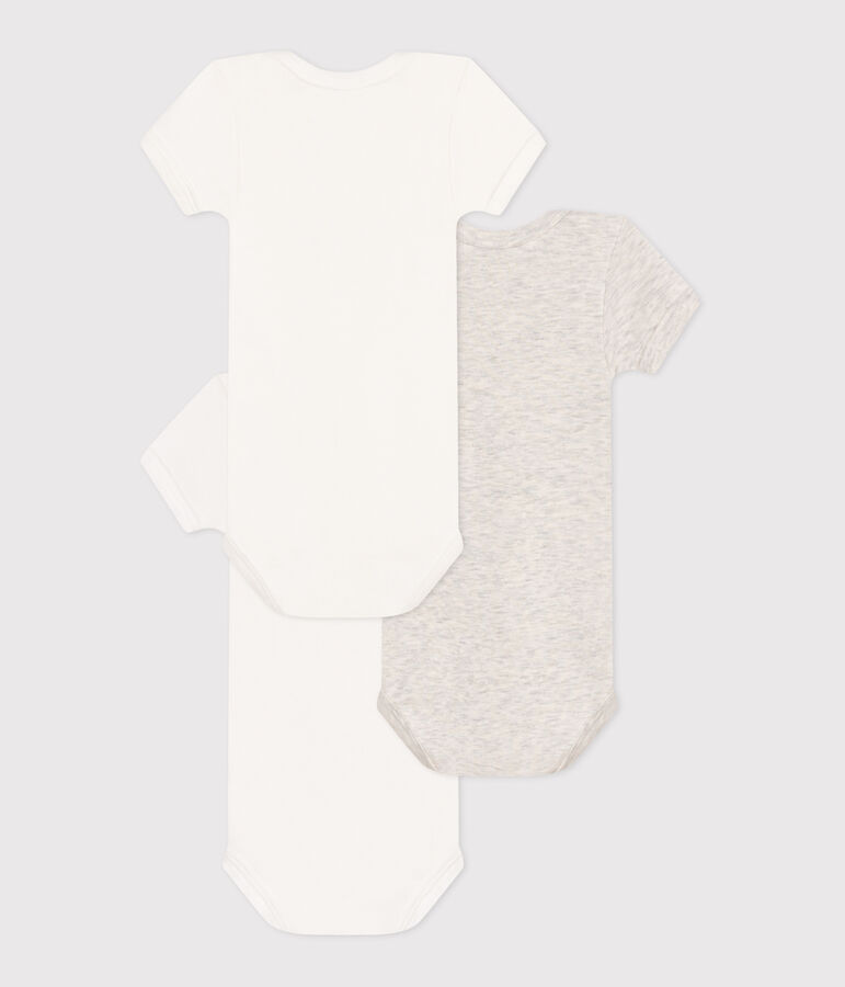 3er-Set kurz&auml;rmelige Baby-Bodys aus Baumwolle mit kleinen Herzen vielfarbig