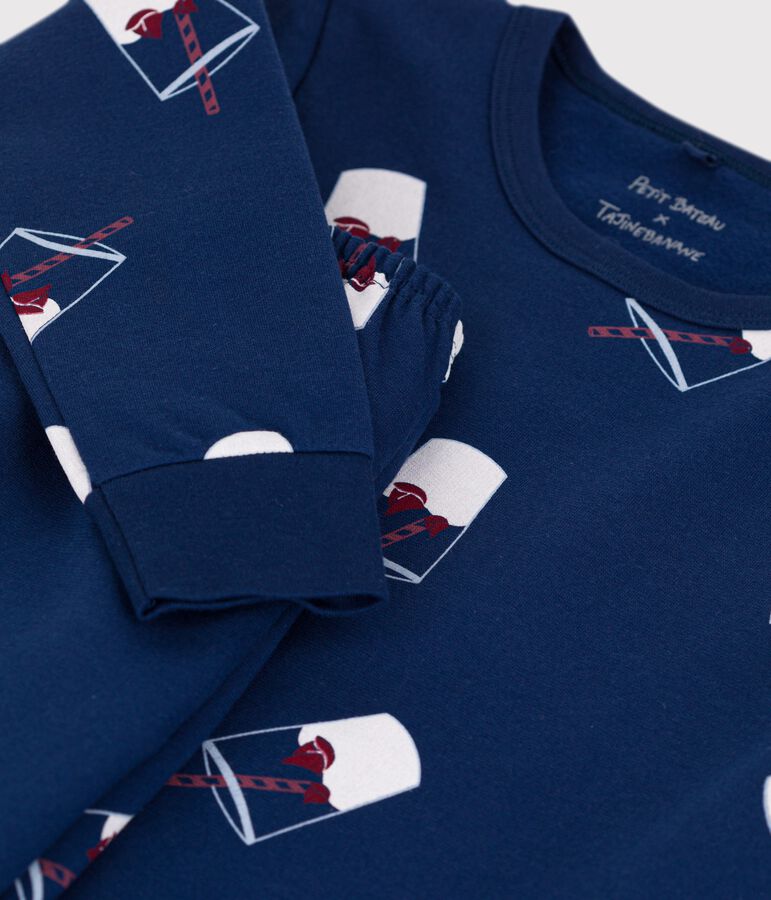 Kinderpyjama aus Bio-Baumwolle Tajinebanane x Petit Bateau blau/vielfarbig