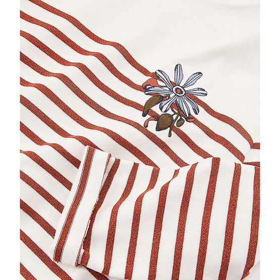 Langarm-seemannshemd damen weiss MARSHMALLOW/rosa COPPER
