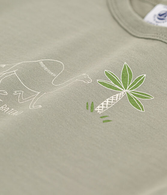 Kurzärmeliges Baby-T-Shirt aus Jersey mit Motiv grün MARECAGE
