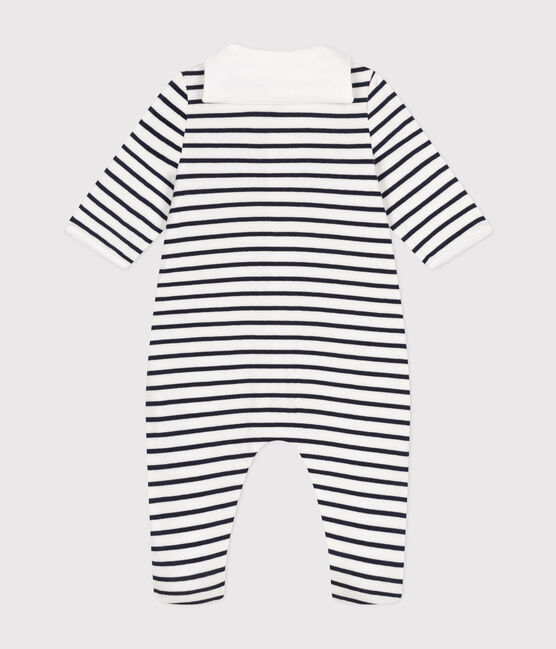 Strampler aus Doppeljersey weiss MARSHMALLOW/blau SMOKING