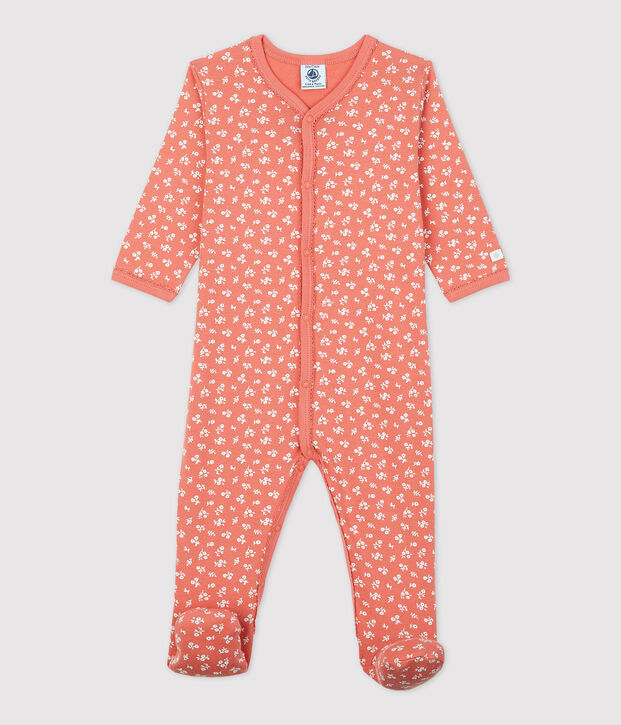 Baby-Strampler aus Bio-Baumwolle mit floralem Muster rosa/weiss