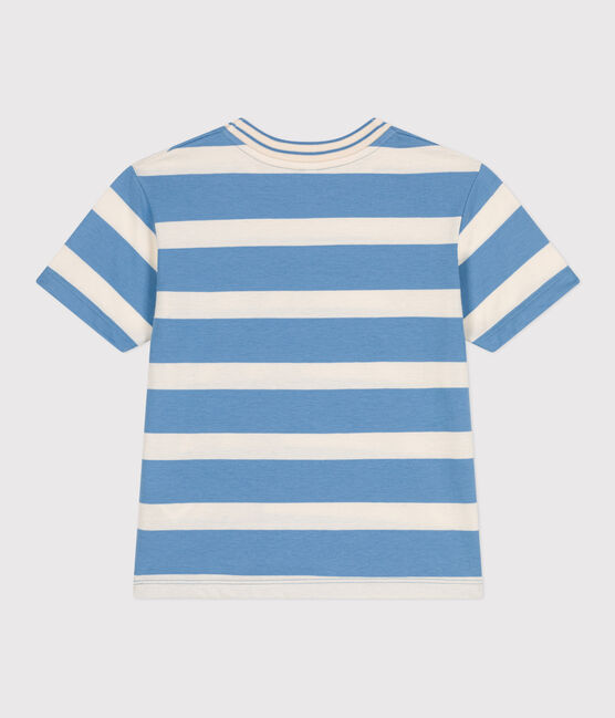 Kurzärmeliges Kinder-T-Shirt aus Baumwolle mit Streifen blau ALASKA/ AVALANCHE