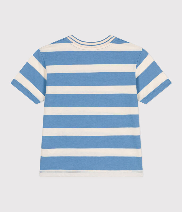 Kurz&auml;rmeliges Kinder-T-Shirt aus Baumwolle mit Streifen blau/naturfarben