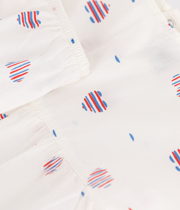 Kurz&auml;rmeliges Babykleid und Bloomer aus Baumwolle mit Herzmotiv naturfarben/vielfarbig