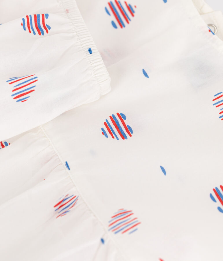Kurz&auml;rmeliges Babykleid und Bloomer aus Baumwolle mit Herzmotiv naturfarben/vielfarbig