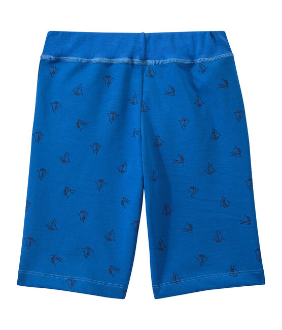 Bedruckte Jungen-Bermudashorts aus schwerem Jersey blau PERSE/blau SMOKING