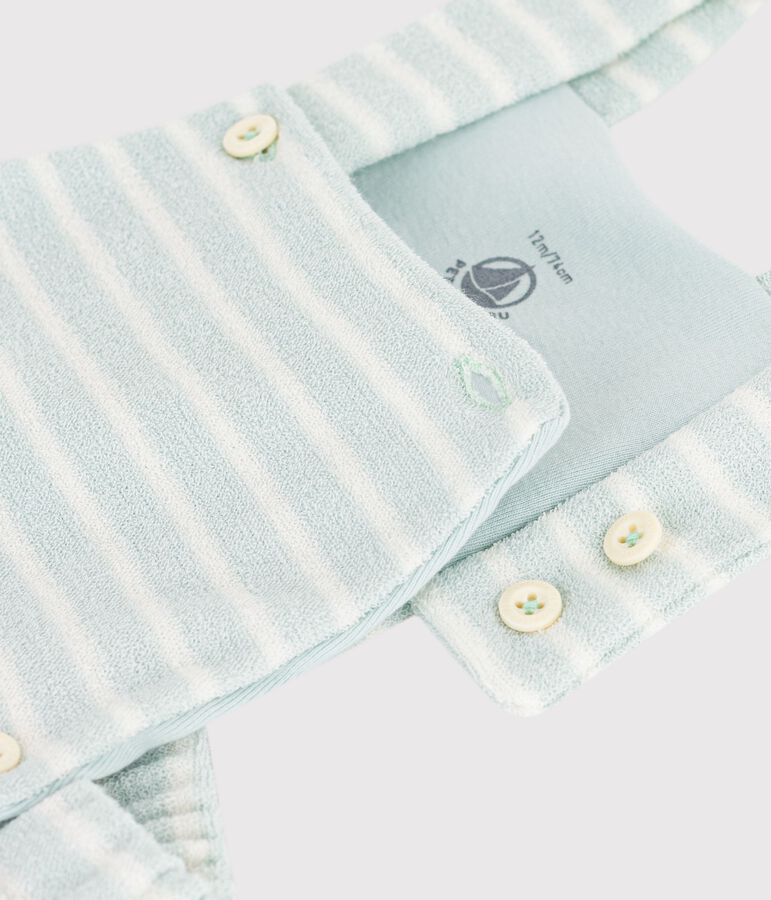 Baby-Kurzoverall aus Baumwollfrottee mit Streifen blau/naturfarben