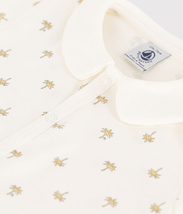 Baby-Kurzoverall aus Baumwolle mit Palmenmotiv weiss/vielfarbig